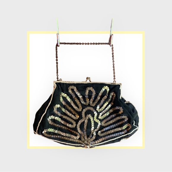 Vintage sequin and satin evening bag - Picture 4 of 7